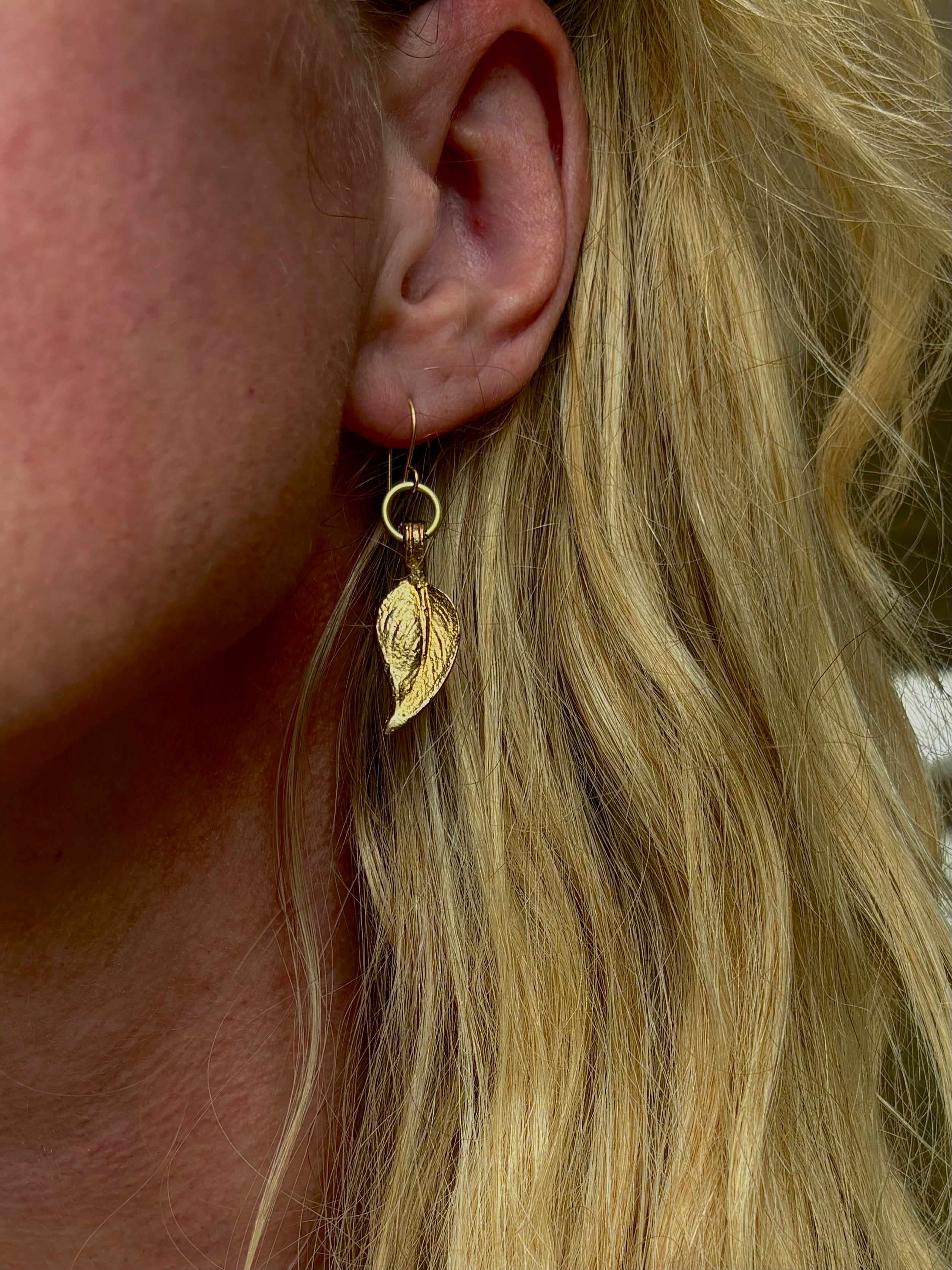 Golden leaf earrings