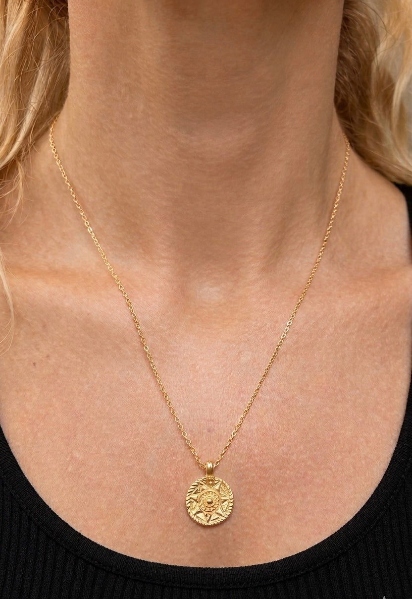 Sunburst Brass Medallion Pendant