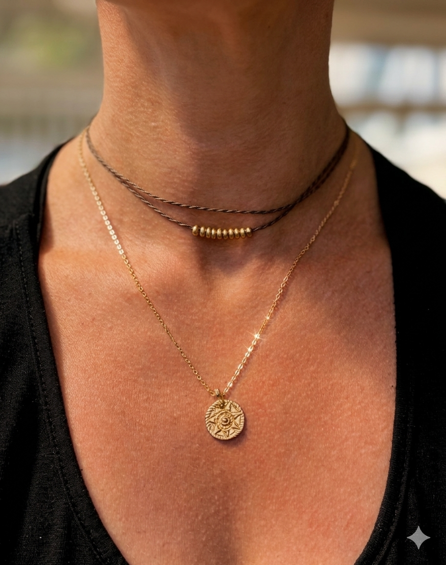 Sunburst Brass Medallion Pendant